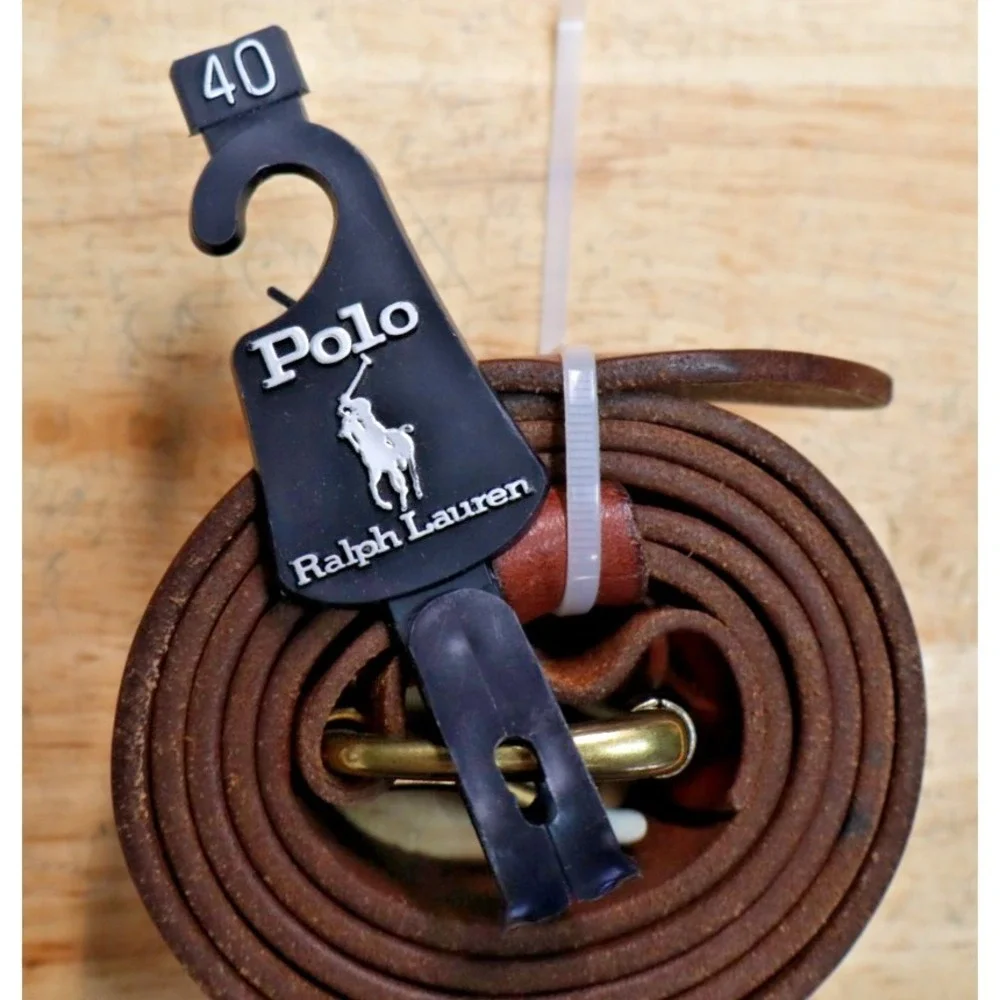 Polo Ralph Lauren Pony Logo Brass Buckle Italian Saddle Leather Belt Size 40